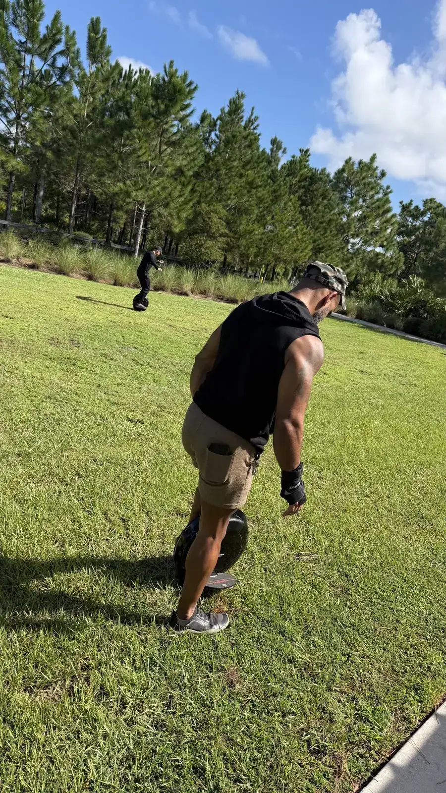 A rider out on the open grass